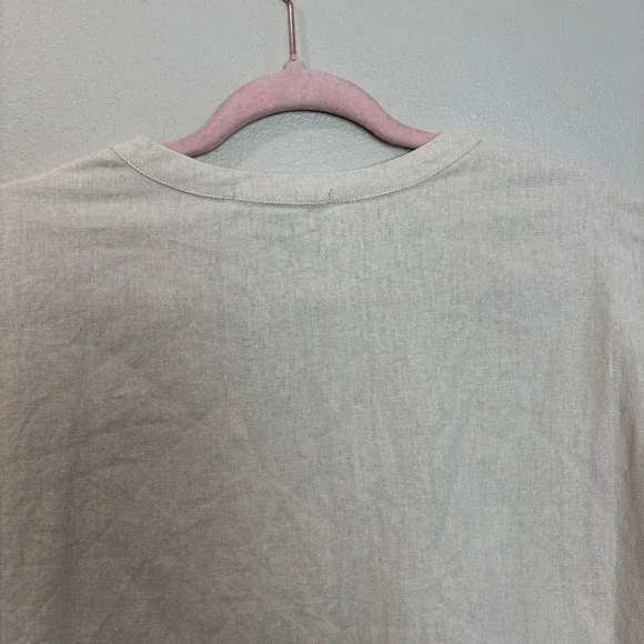Ellen Tracy Womens Button Front Linen Blend Top Shirt Beige M Medium Casual Chic - Picture 6 of 8